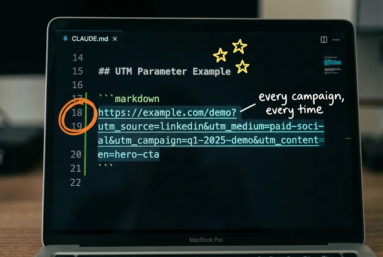 Locking your UTM format inside CLAUDE.md means Claude produces correctly attributed links every time — no more broken attribution from a mistyped parameter.