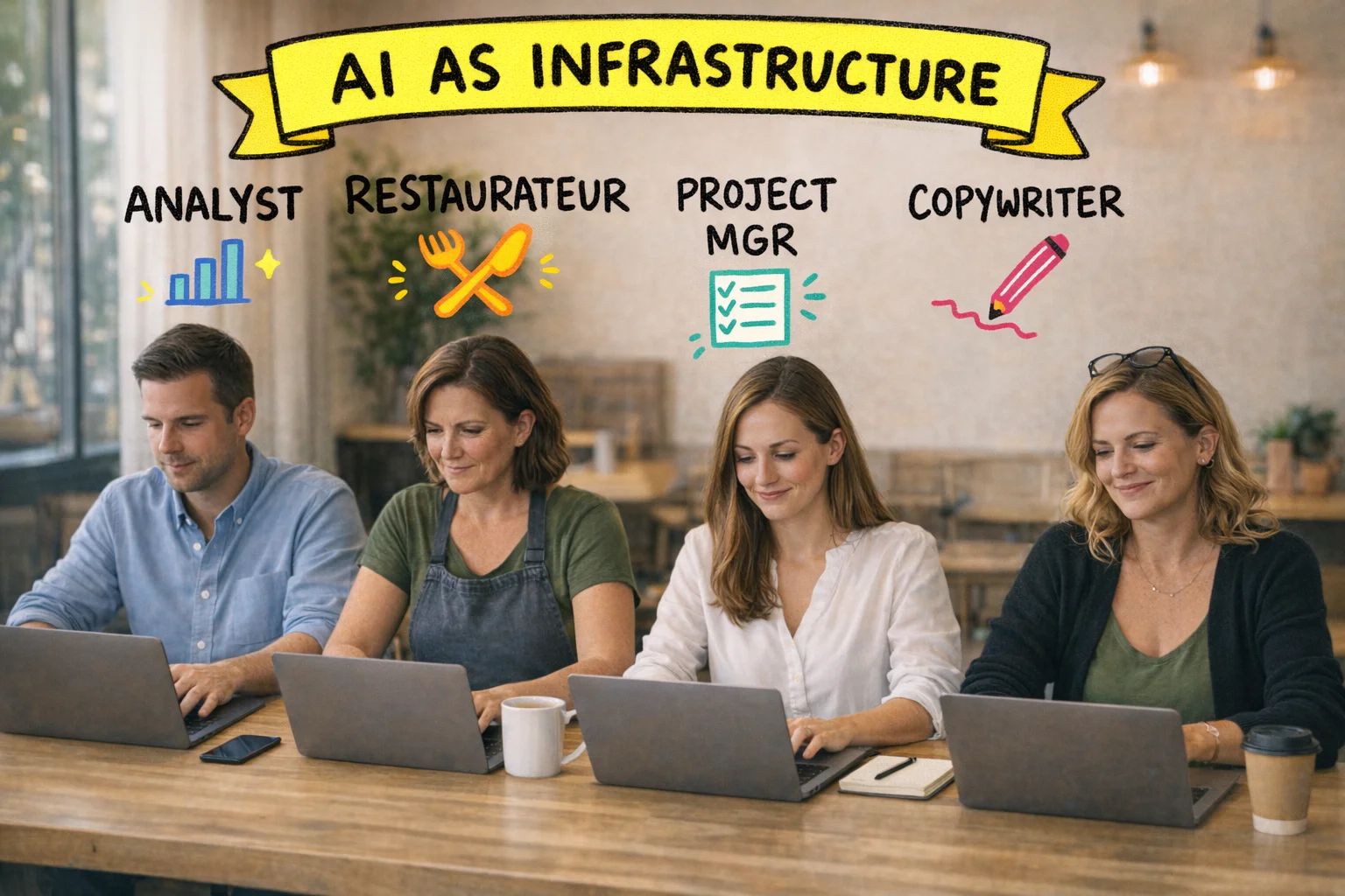 Four different jobs, one shared upgrade: from AI as drafting assistant to AI as infrastructure.