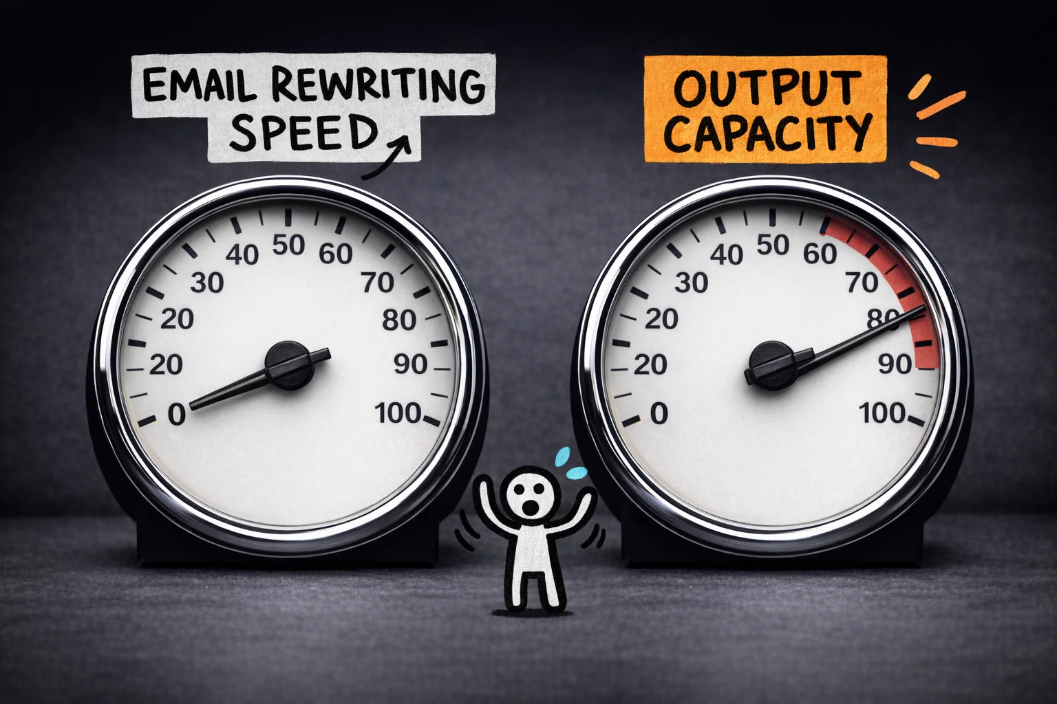 One needle barely moved; the other broke the gauge — the gap isn't about speed, it's about what becomes possible.