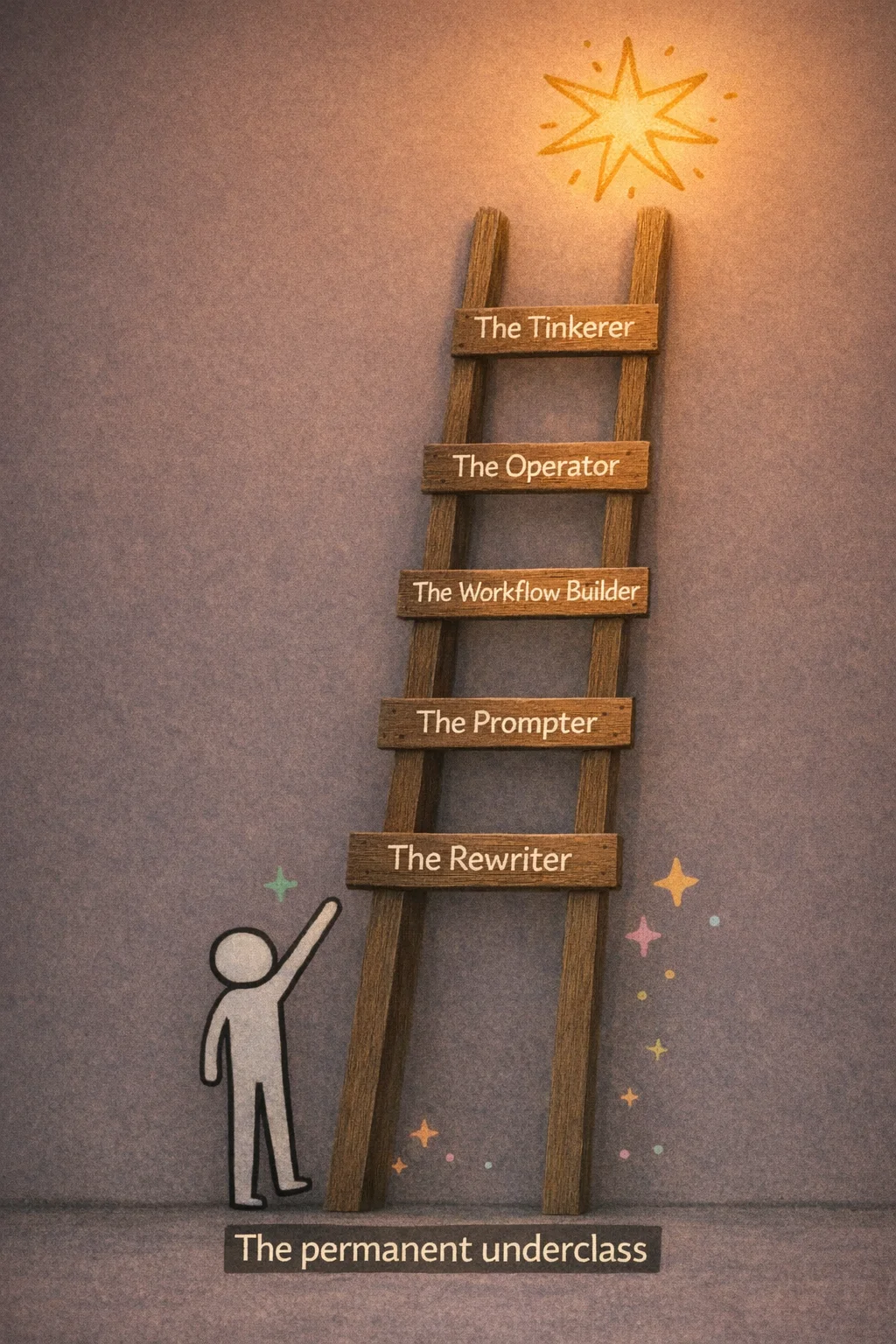 Five rungs, one direction — the only thing that doesn't transfer is time spent not climbing.