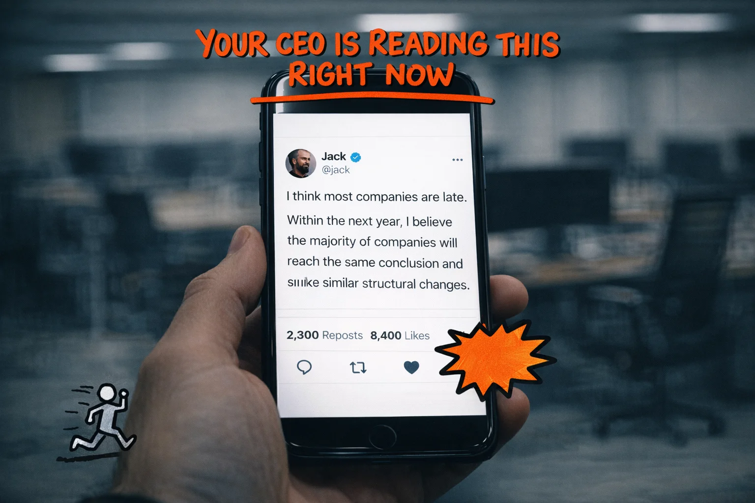 Jack Dorsey's shareholder letter wasn't about Block — it was a warning flare aimed at every other CEO on earth.