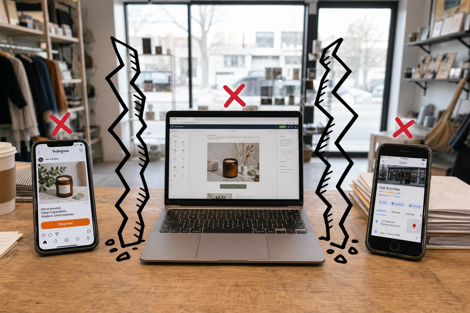 Three channels, three silos, zero strategy: the disconnected setup most retail stores are actually running.
