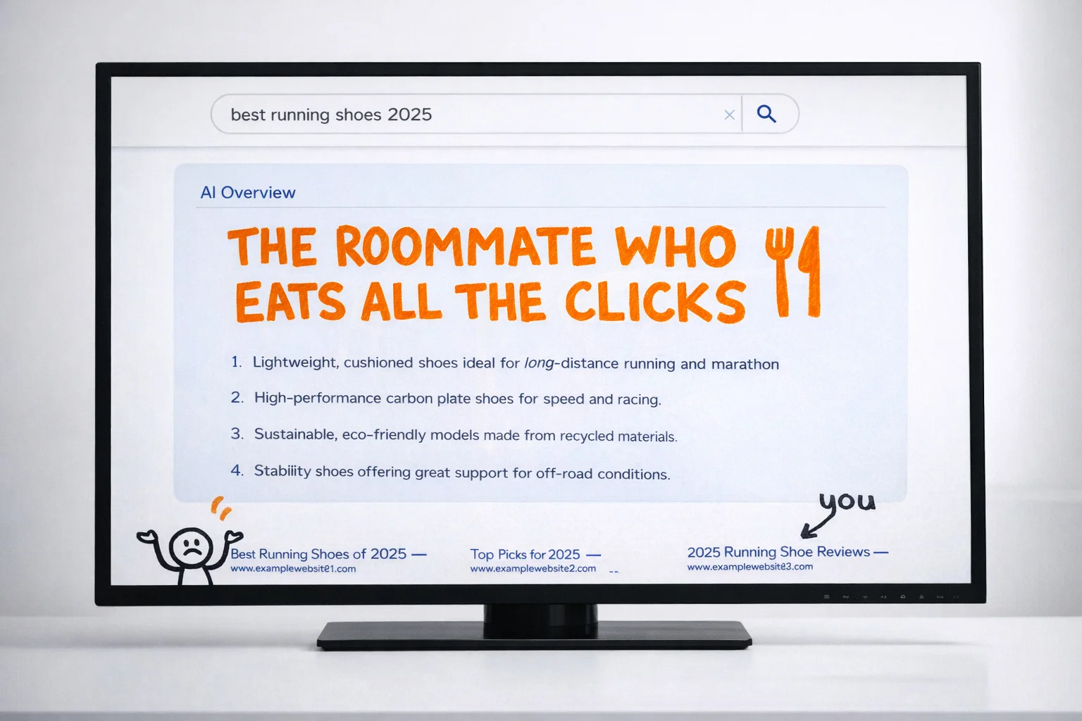 Organic search results, now appearing in the role of 'also present but not really the point.'