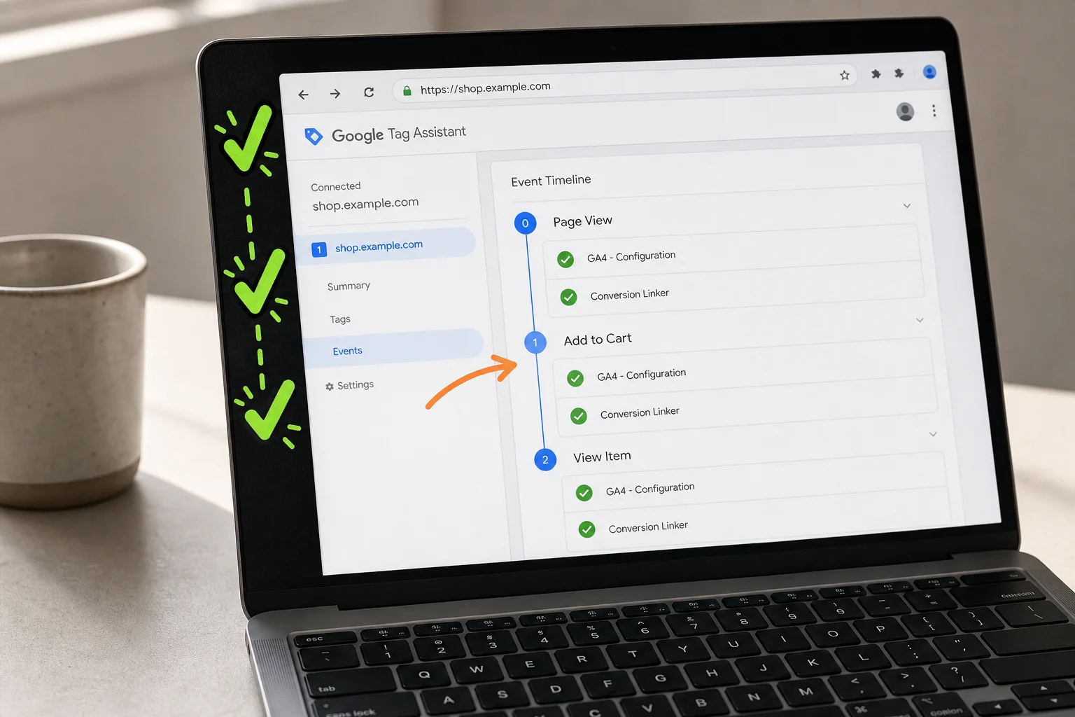 Tag Assistant Preview shows exactly which tags fired and when, so a missing checkmark here is the earliest possible warning before a silent failure reaches your revenue data.