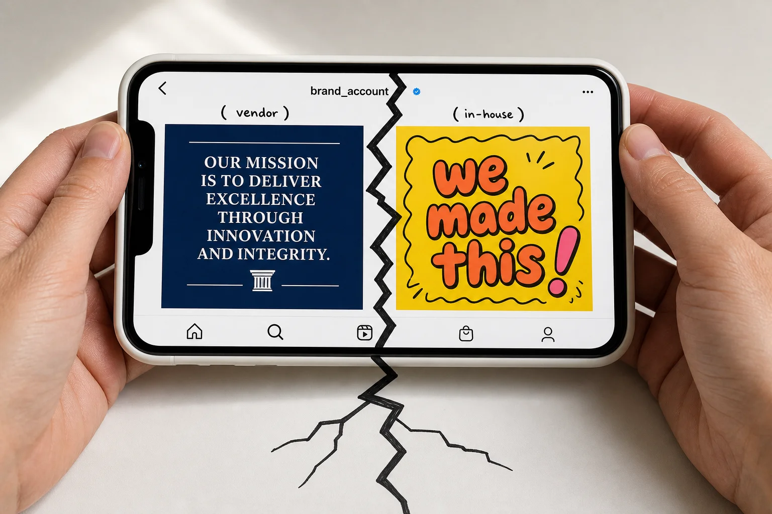 When the guidelines are too vague to enforce, vendor content and in-house content can live side by side in the same grid without anyone noticing the split.