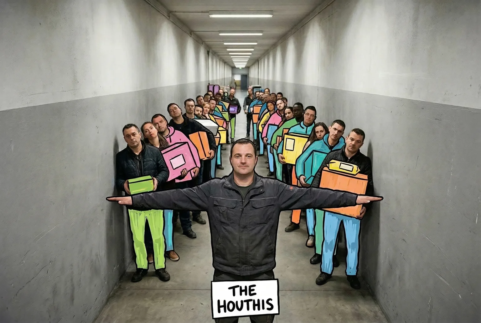 One guy, one hallway, several hundred rerouted cargo ships.