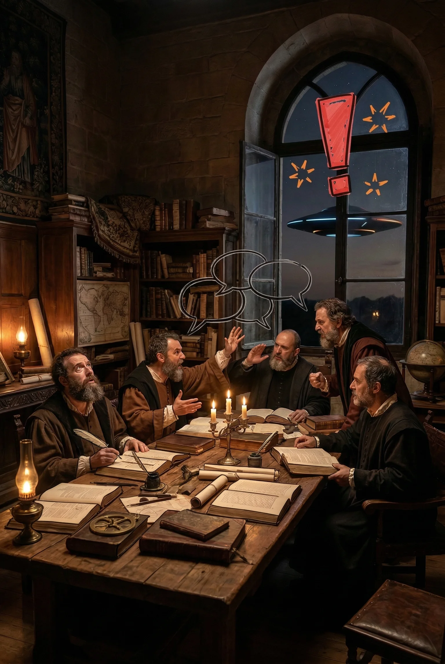 The debate is heated; the spacecraft outside is not in a hurry.