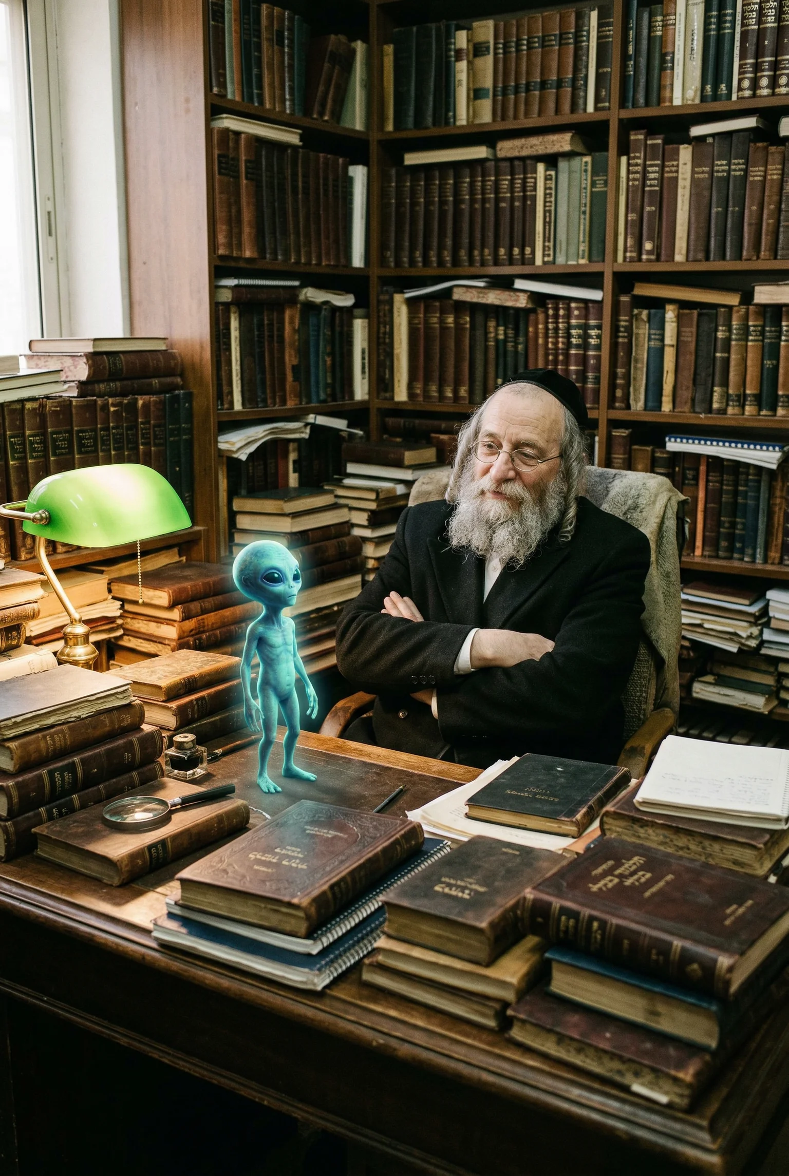 The rabbi reviewed the case, consulted the relevant tractates, and concluded the seven-foot bioluminescent visitor was, theologically speaking, not his department.