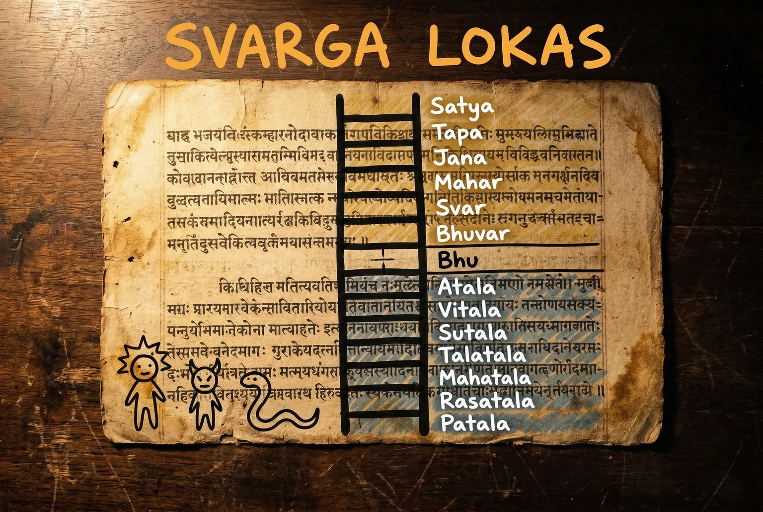 Fourteen realms, populated by beings that aren't human — Hindu cosmology built the infrastructure long before the question was fashionable.