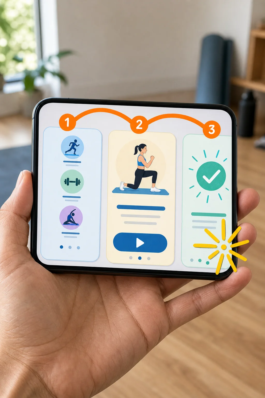 A three-step path from goal selection to first workout to celebration is the difference between an install and an activated user.