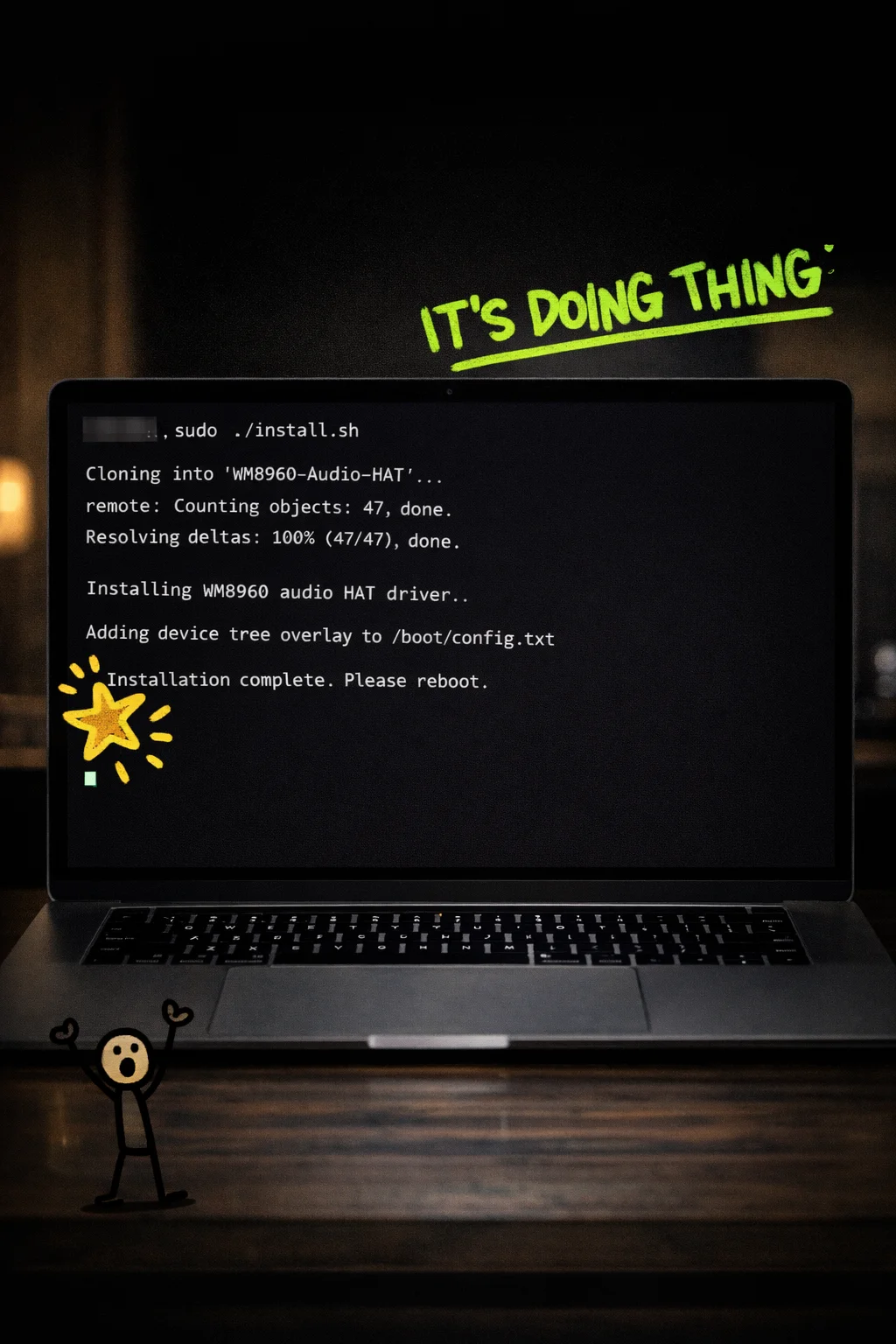 The install script does the config.txt dirty work so you don't have to — just watch the green text scroll and feel like a hacker.