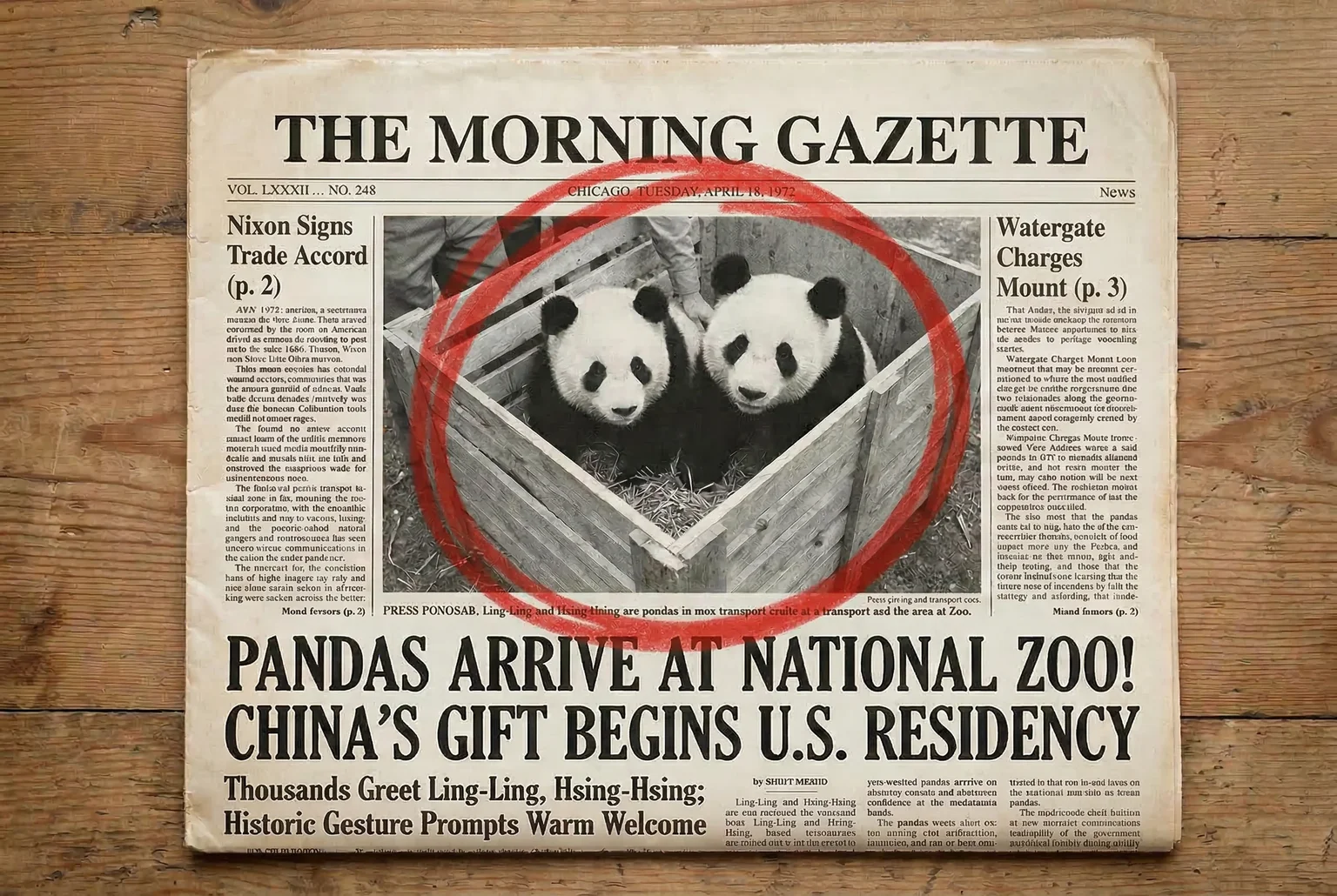 April 1972: Washington receives Ling-Ling and Hsing-Hsing, and approximately 20,000 people decide this is worth their Saturday.