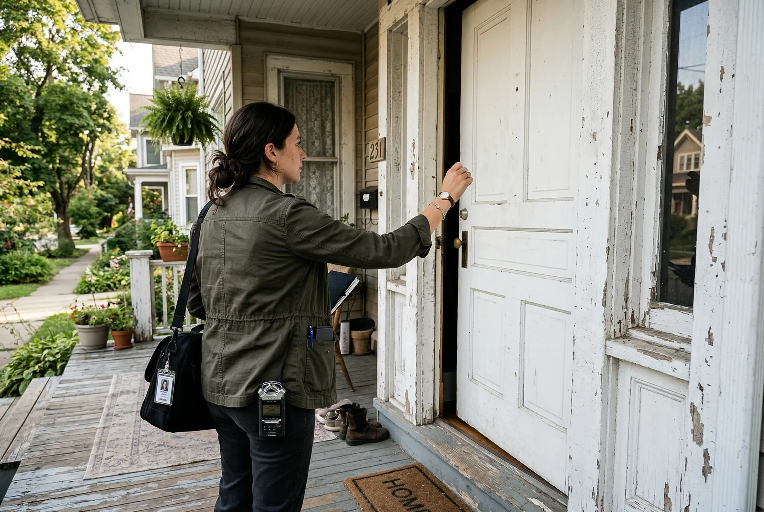 Every signal that matters in a door-knock — the pause, the crack in the door, the voice from inside — lives entirely outside the reach of an AI running on a Mac Mini.